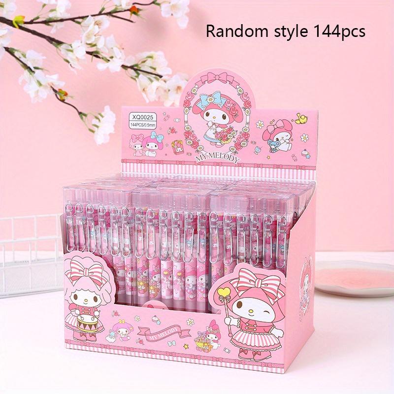 

144Pcs 0.5mm Creative Cartoon Pink Rabbit Metal Hook Press Pen Cute High-value Neutral Brush Pen Black Random style 144pcs