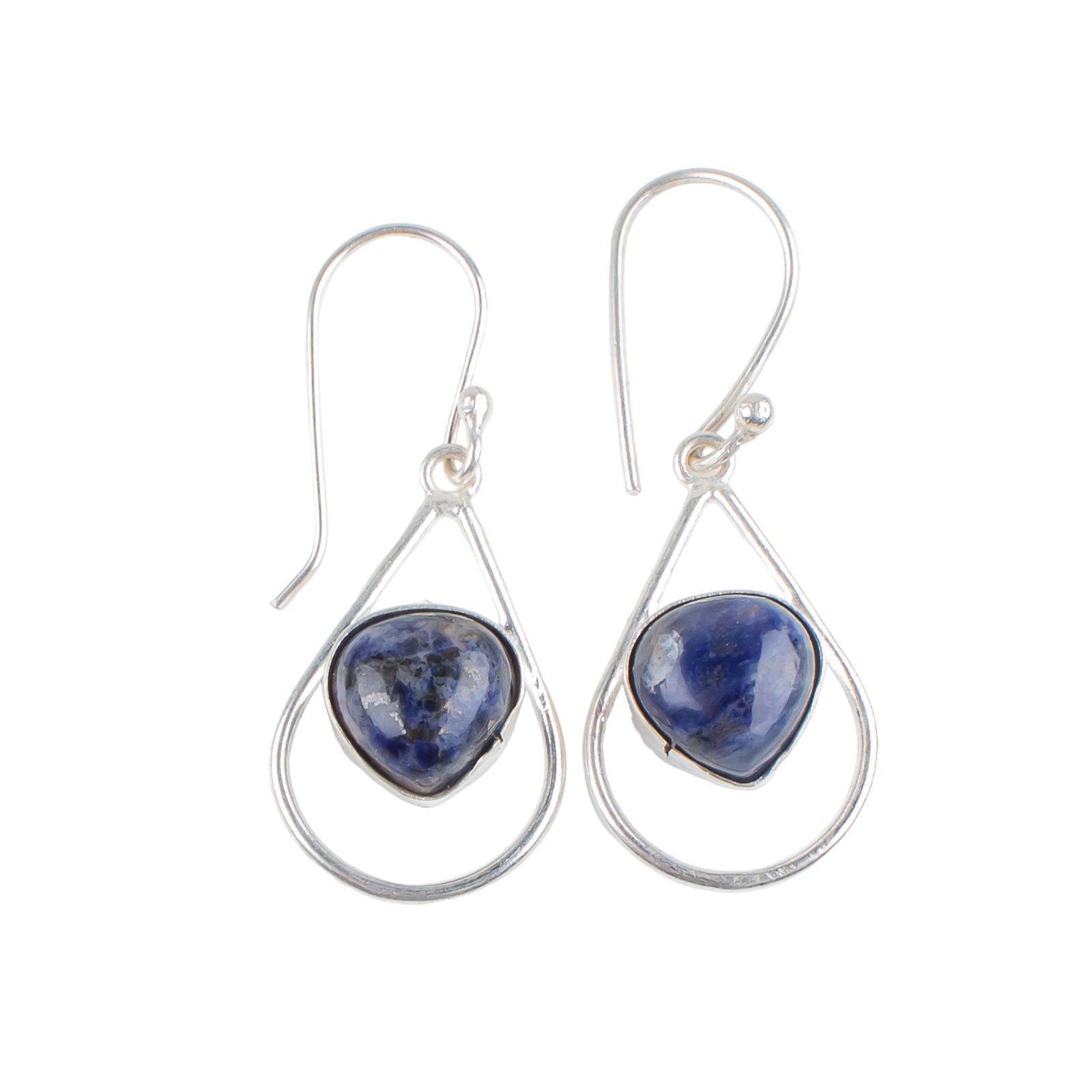 

Sodalite Gemstone 925 Sterling Silver Handmade Jewelry Earrings For Wedding EE-38-23