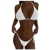 Women's Casual Macaron Color Crinkle Cloth Solid Bikini Split Swimsuit