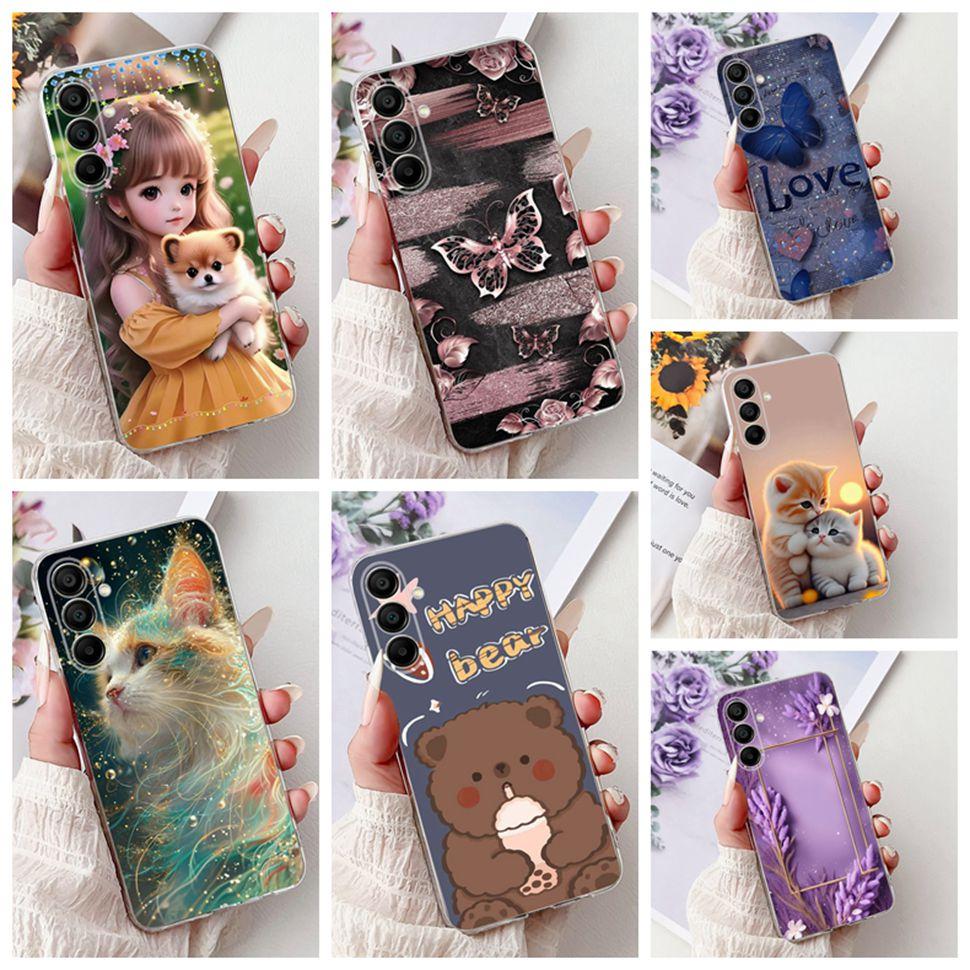 Phone Cases For Samsung Galaxy A15 Case Love Cat Soft TPU Back Cover For Samsung A15 GalaxyA15 Case Shockproof Funda