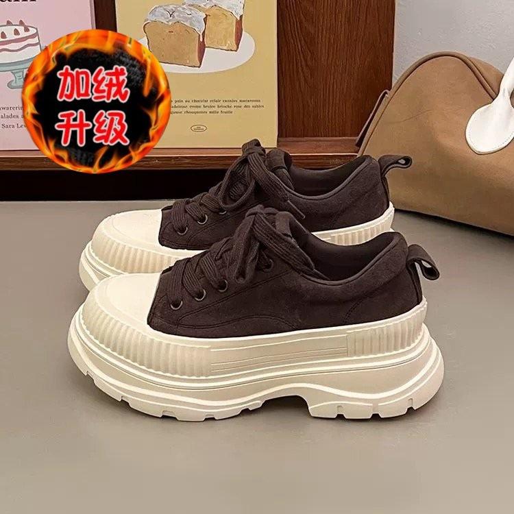 Leather McQueen shoes 2025 autumn new heightened platform lace-up versatile muffin casual breathable dad shoes women