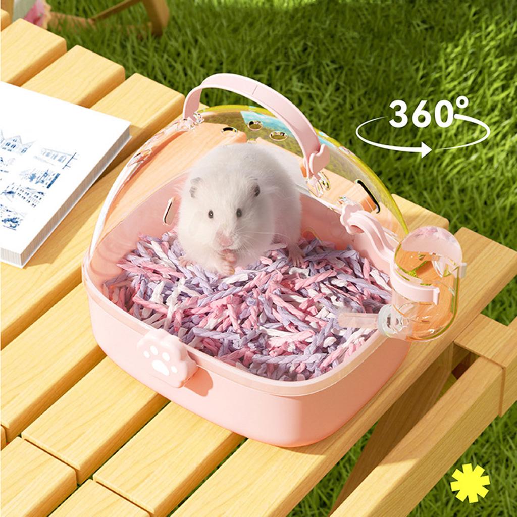 Hamster Outdoor Carriers Cage Portable Hamster Cage with Clear Large Flip Cover for Hamster Bird Carrying Pet Supplies