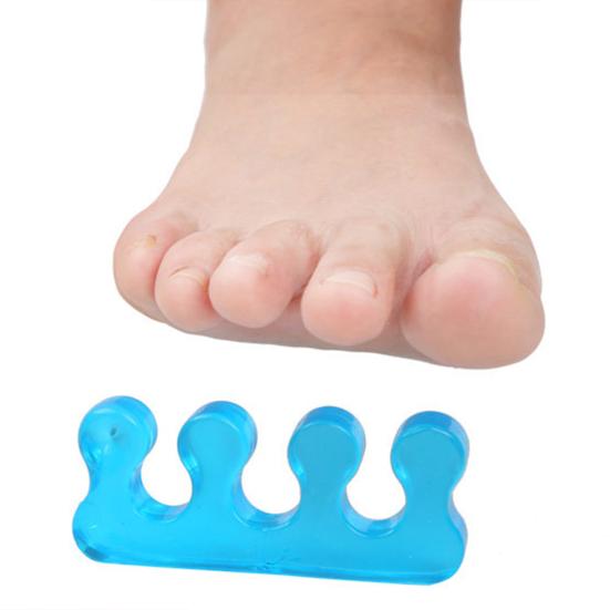 1 Pair Toe Separator for Overlapping Toes, 3-Hole Blue Gel Bunion Corrector, Soft SEBS Foot Spacer for Hallux Valgus, Toe Straightener for Women