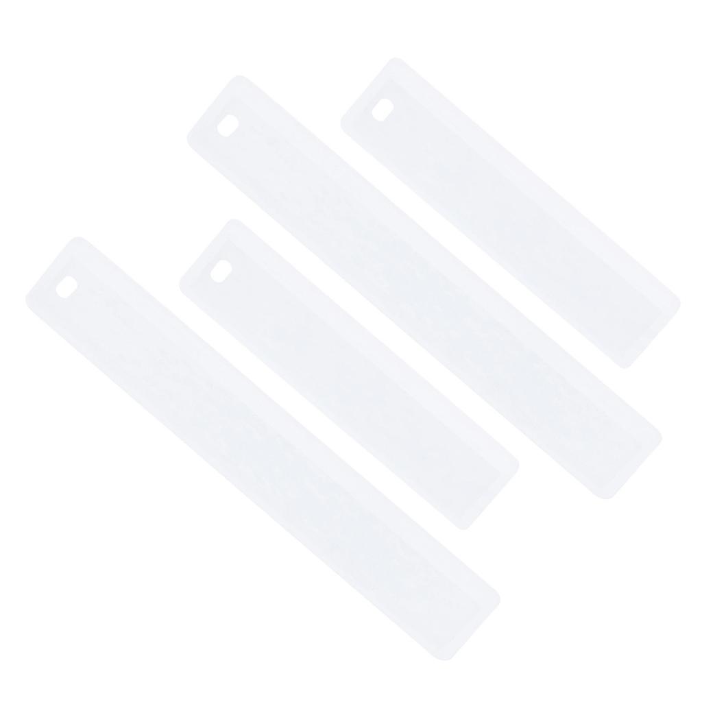 4Pcs Bookmark Mold Blank DIY Silicone Epoxy Pendant Jewelry Mirror Surface Craft White