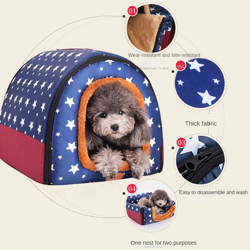 Pet Large Dog House Fully Detachable and Washable Pet Kennel Cylindrical Portable Dog Room Golden Hair Room Kennel