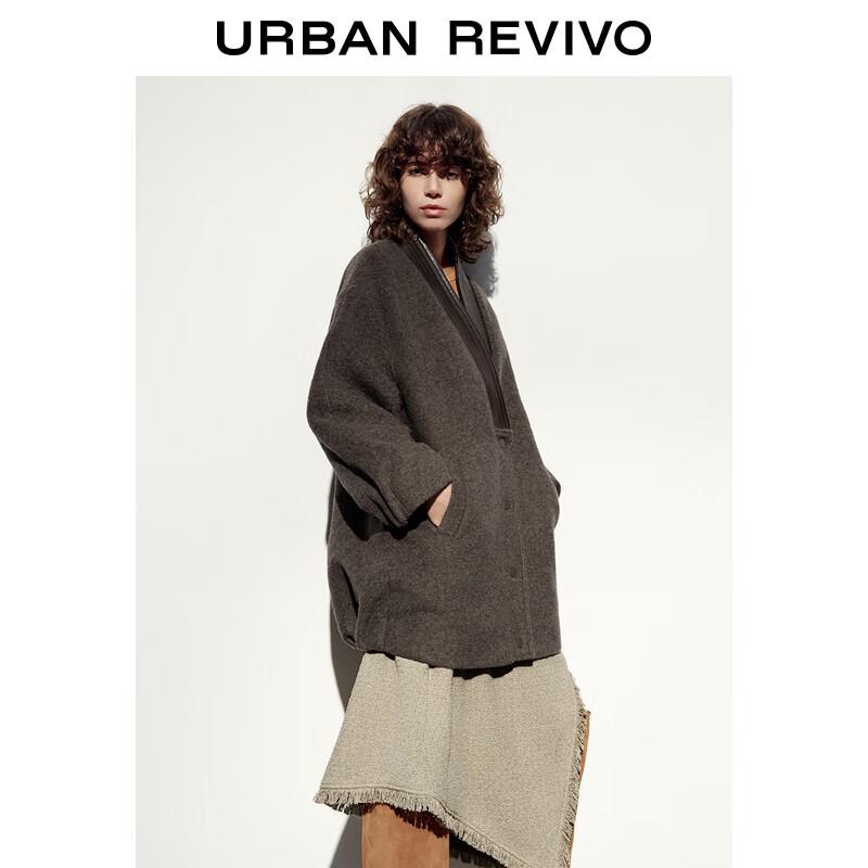 UR Women's Retro Spliced V-neck Loose Coat