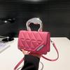 Textured bag women's new small fresh hard handle handbag fashionable solid color shoulder messenger bag