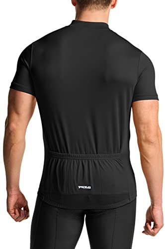 Tesla Men's Short Sleeve Cycling Jersey, UV Protection, Breathable, Lightweight, Half-Zip, Motorcycle Wear, MCT01-JPBLK_XL