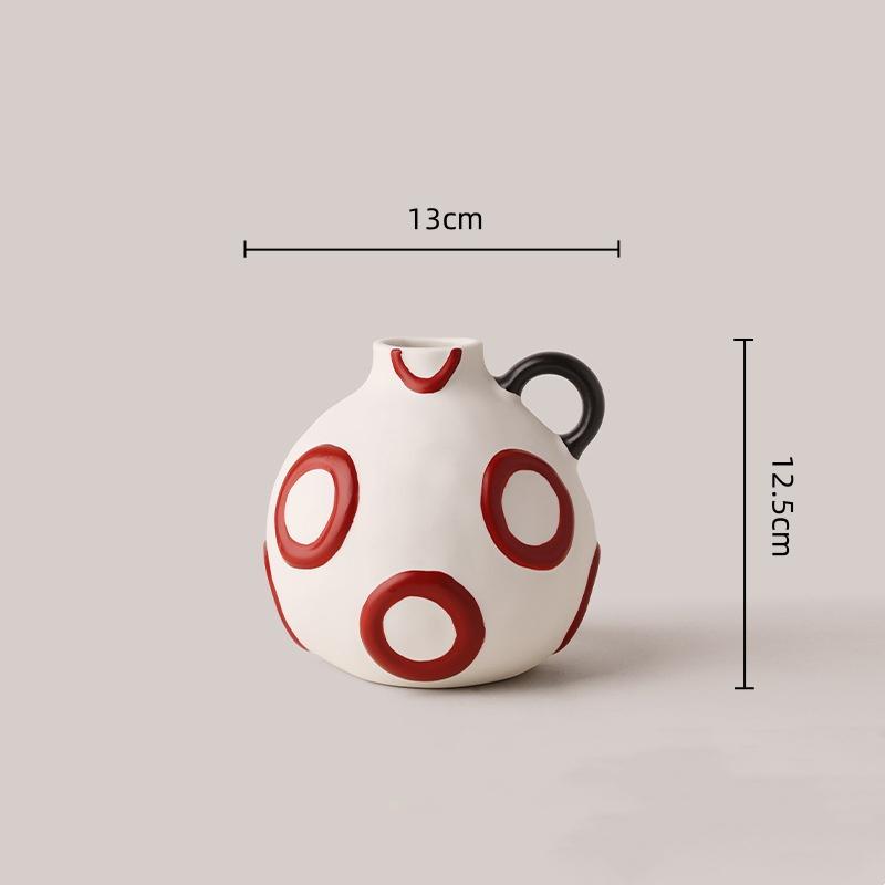 Ceramic Vase Kettle Flower Vase Flowerpot Geometric Graffiti Flower Arrangement Accessories Home Decoration Accessories
