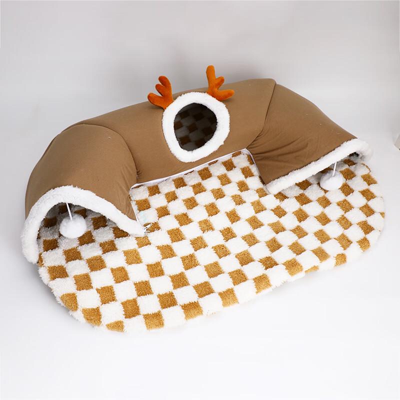 ErYan Cat Tunnel Bed with Hide-and-Seek Reindeer Design