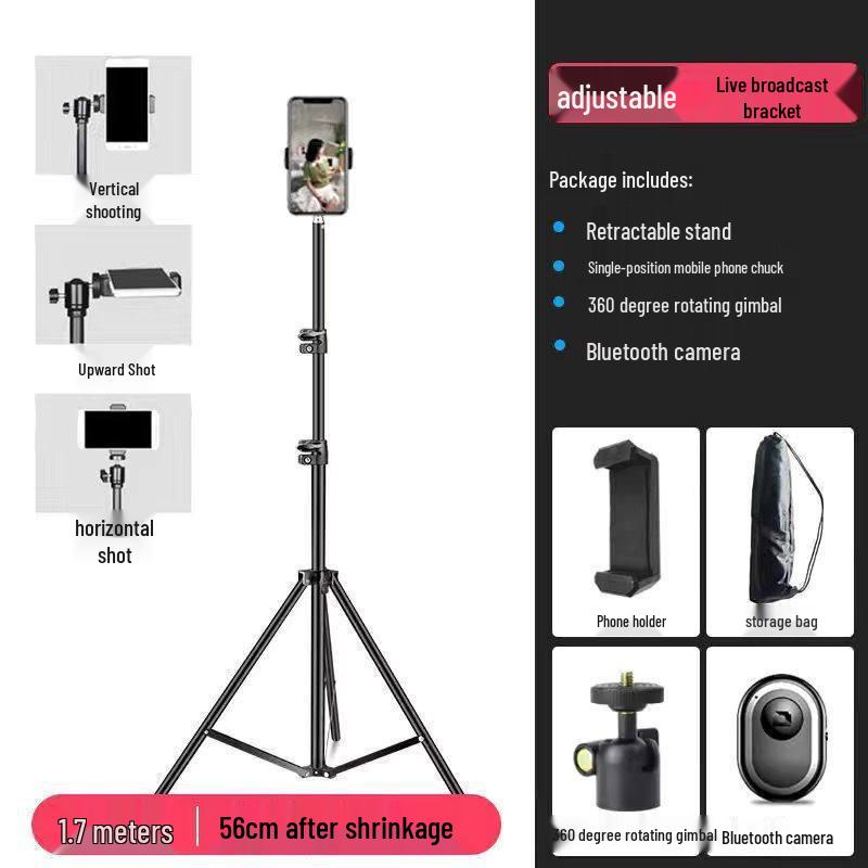 Multifunctional Phone Holder: Bluetooth Remote Selfie Stick & Floor Tripod for Live Streaming
