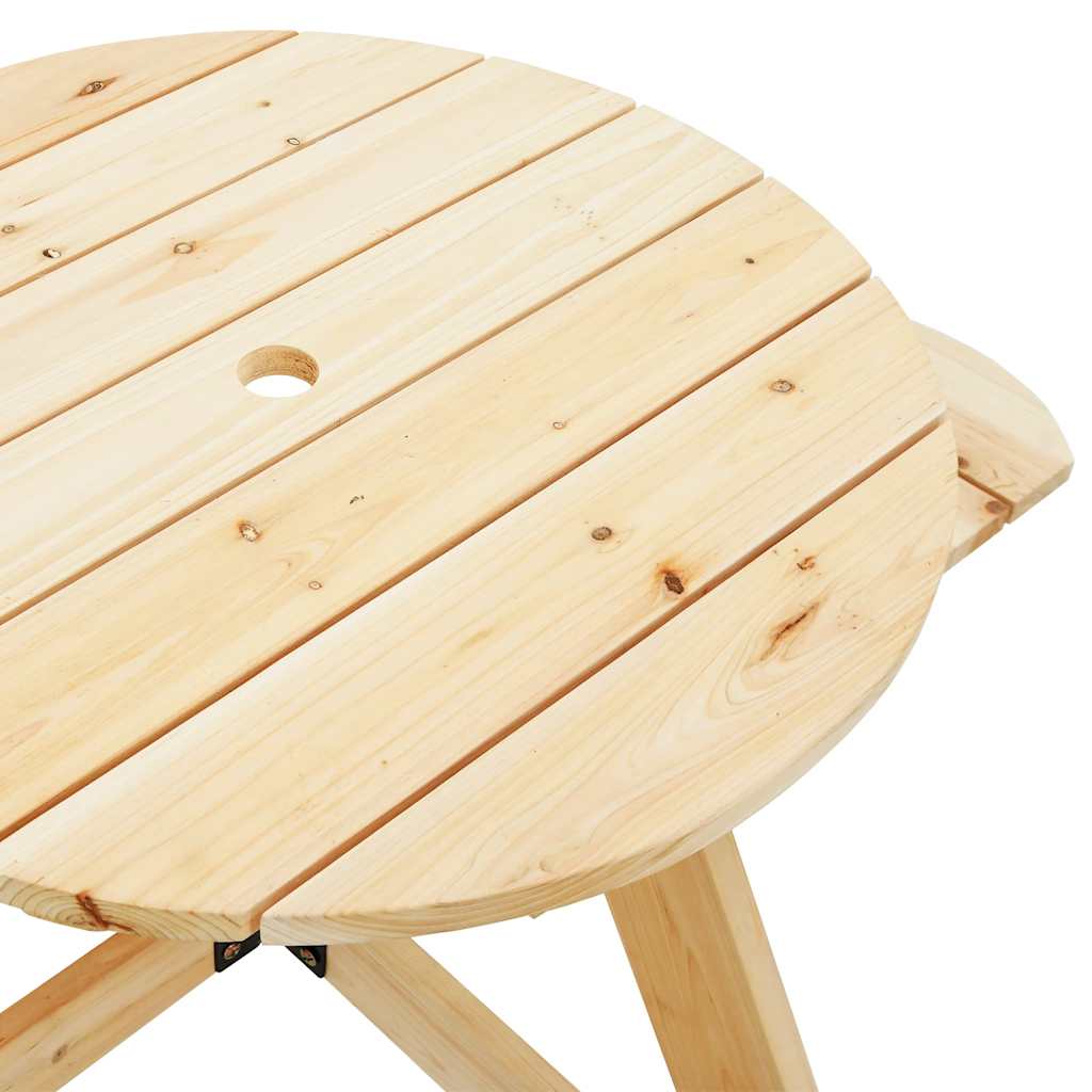Vidaxl Picnic Table For 4 Children, Round, With Hole For Umbrella