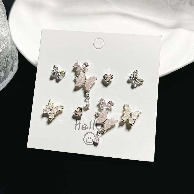 Exquisite and Compact Alloy Set Earrings, Sweet, Niche, Simple, New Style Stud Earrings, Versatile Butterfly-shaped Earrings