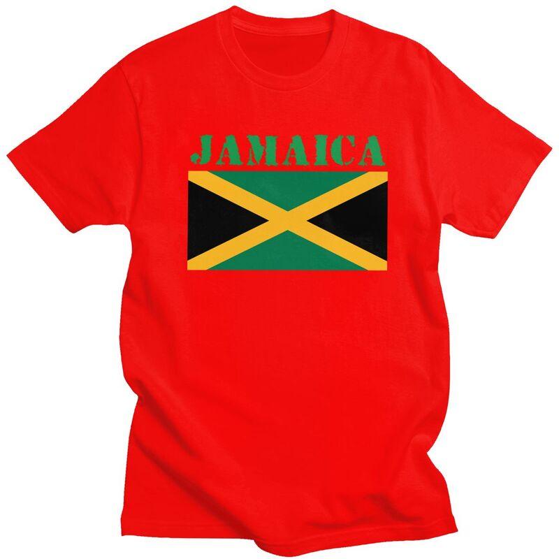 Custom Jamaica Flag T Shirt for Men Pure Cotton Tshirt Casual Tee Short Sleeve Tshirt Loose Fit Clothing
