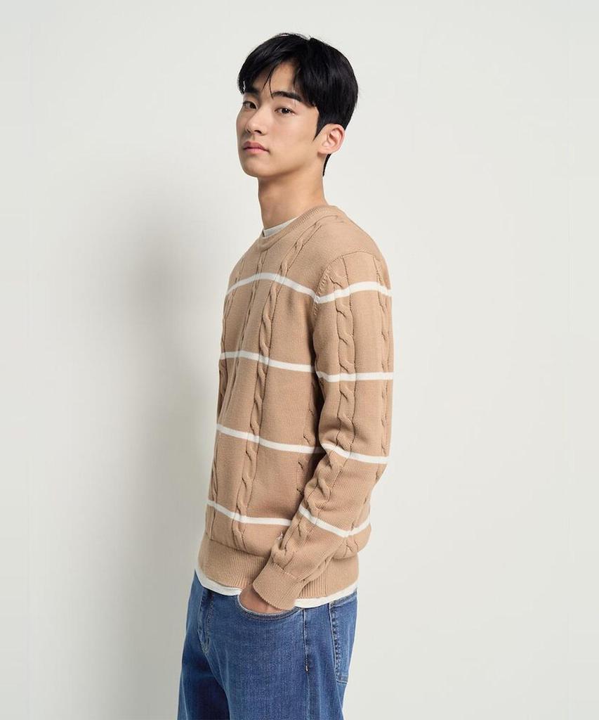 Binpolmen Cable Stripe Knit Beige