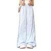 Pantaloni a gamba larga traforati con inserti in pizzo da donna estivi a vita alta con senso del design larghi sottili drappeggiati casual