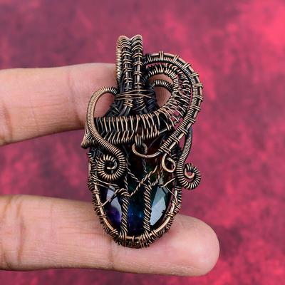 Colgante de ammolita facetada Árbol de la vida colgante envuelto en alambre de cobre colgante de piedra preciosa joyería envuelta en alambre de cobre regalos para mamá colgante hecho a mano