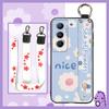 Phone Holder Durable Phone Case For Realme C65 Oil Painting Anti-dust Flower Silicone Shockproof Wristband Waterproof