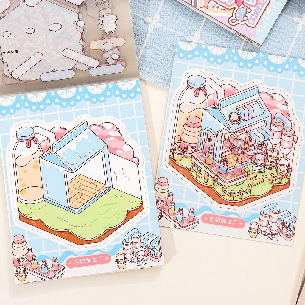 24 pièces/lot Autocollants Kawaii pour Scrapbooking Bonne Nuit Vie Île DIY Journaling Fournitures de Scrapbooking Papeterie Décorative Autocollant