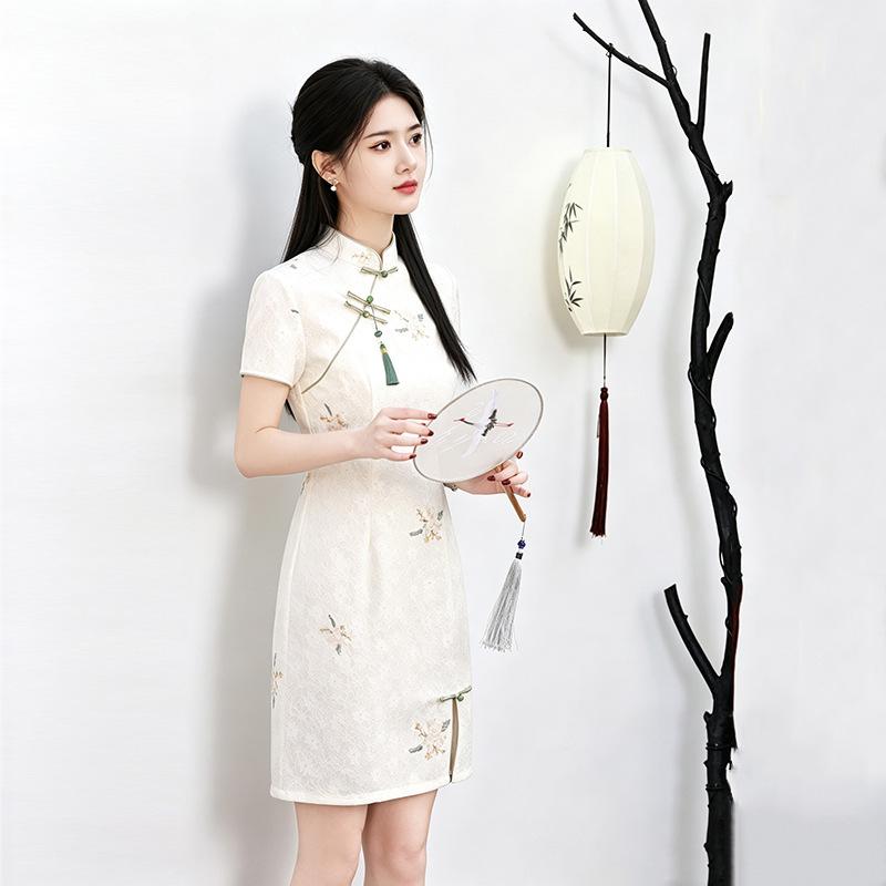 White lace national style new Chinese Suzhou short cheongsam improved young girl high sense small summer