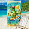 1pc of Stylish Dinosaur-Themed Beach Towel,Great for Beach And Pool Use,Featuring a Cartoon Dinosaur Design with a Surfing Motif