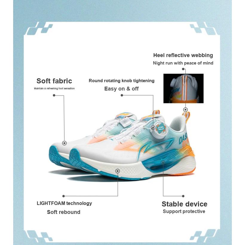 Li Ning Kinder Cloud Light Foam Synthetikleder Bequem Stoßdämpfung Atmungsaktiv Unterstützung Low Top Laufschuhe Kinder Laufschuhe YKFU020-9