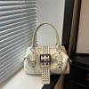 Yogodlns Women Y2K Bowling Handbag Retro Metal Buckle Design Shoulder Bag Vintage Faux Leather Detachable Strap Crossbody Bag for Shopper