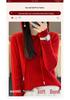 Women's 100% Wool Red Hoodie Sweater - Lazy Style Knit Top for New Year