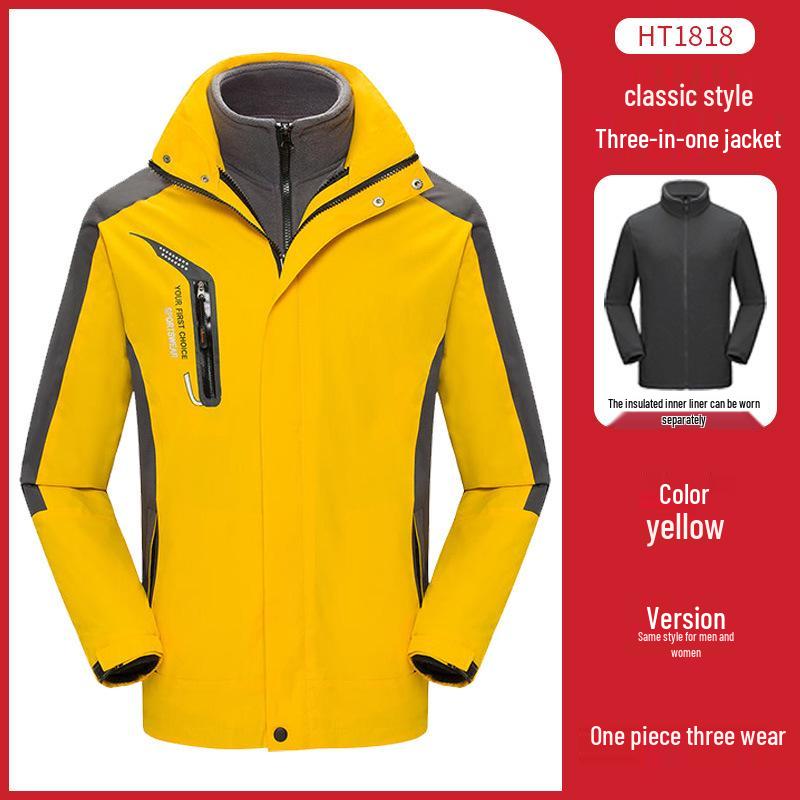 Customizable Logo Waterproof 3-in-1 Windbreaker: Thick, Outdoor Work Jacket for Autumn and Winter