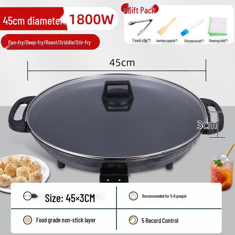 Extragroße antihaftbeschichtete elektrische Grillplatte: Multifunktionale Pfanne zum Frittieren & Backen für Pfannkuchen & Roti