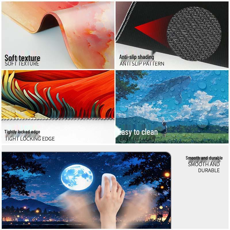 Extra Large Mountain Landscape Mouse Pad with Thickened Lock Edge for Office Desks