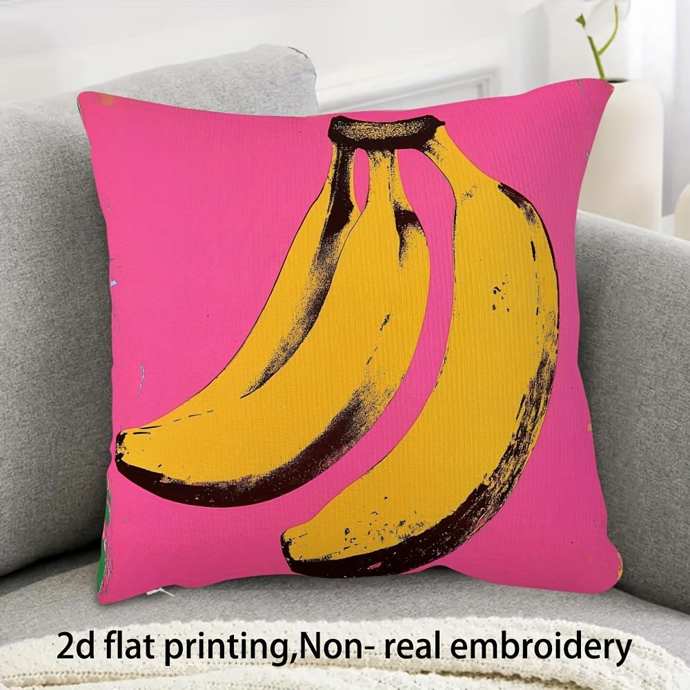 Pop Art Banana Pillowcase Bright Pink Yellow Fruit Cushion Cover Modern Abstract Home Decor for Sofa Bedroom Living Room