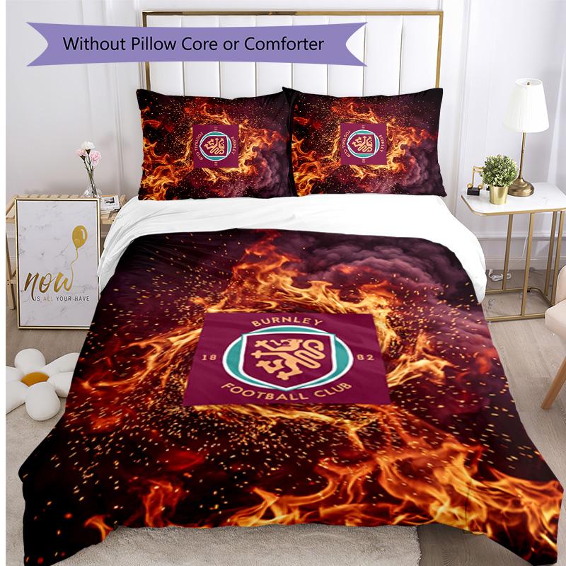 Set Lenzuola Stampato Burnley Football 3 Pezzi, Comodo Set Copripiumino per Camera da Letto Amico della Pelle