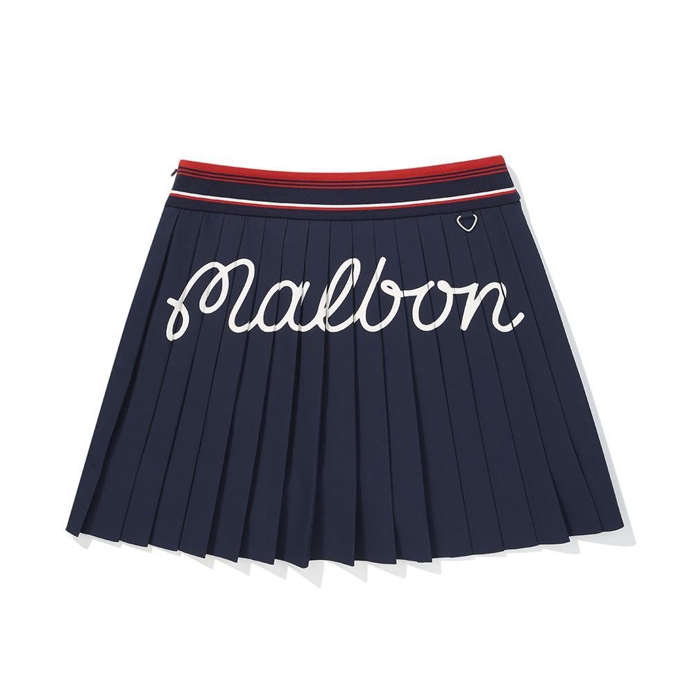 MALBON GOLF Women'S Back Pleated A-Line Skirt Navy (Woman)