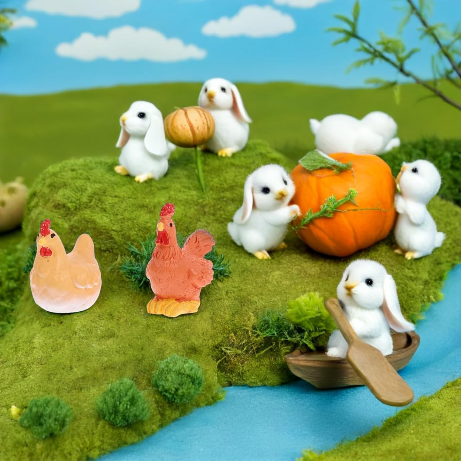 

10pcs Miniature Chicken Figurines Resin Rooster and Hen Statues for Farmhouse Decor Charming Garden Ornaments for Backyard and Micro Landscapes