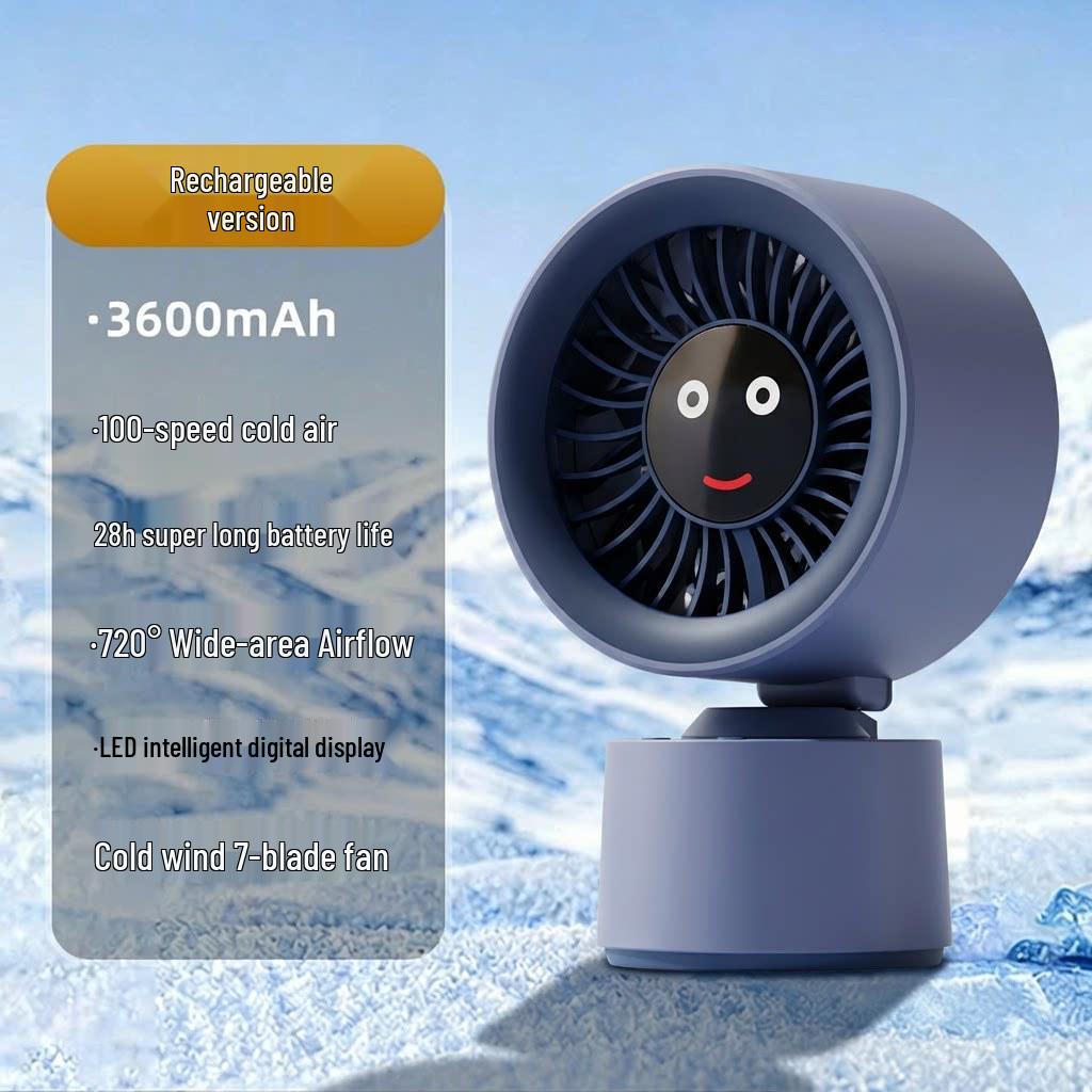 Smiley Face Desktop Fan: Silent, USB-Powered, Multi-Speed, Dual Air Duct, Automatic Head-Shaking 2023 New Model
