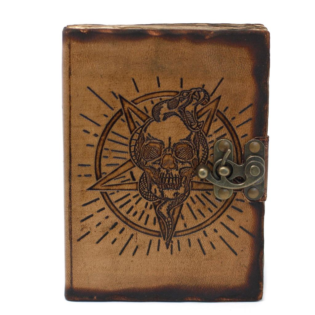 Leather Notebook Skull and Pentagon Burnt Edges 7x5