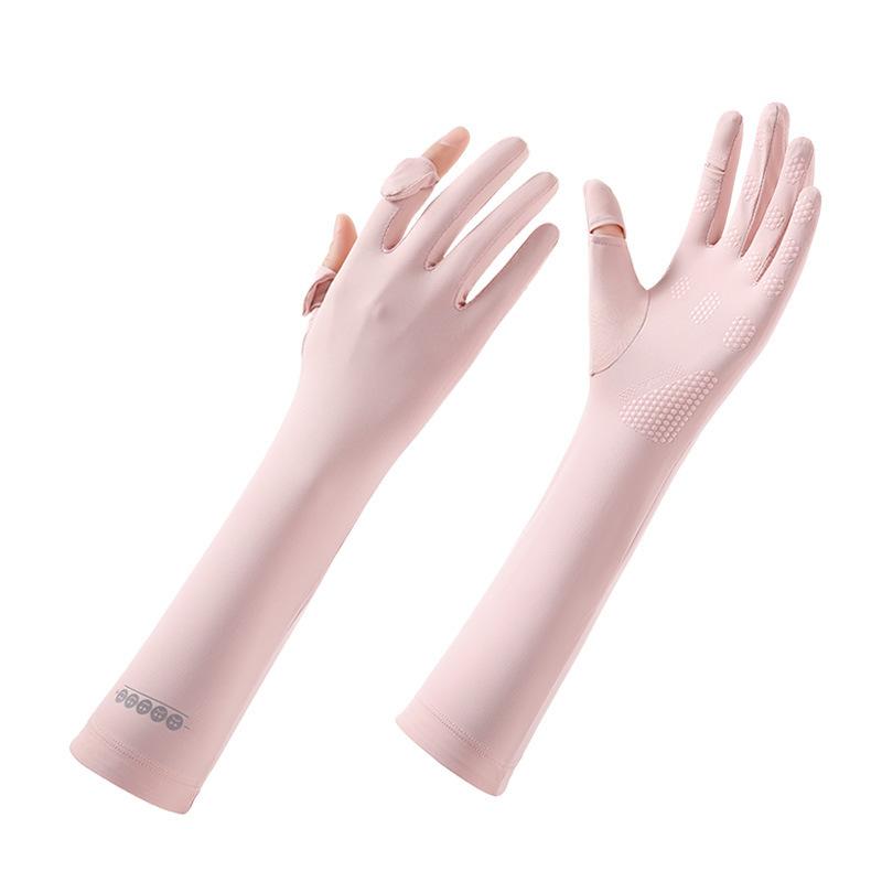 Summer Ice Silk Gloves for Women's Non Slip New Sunshade Light and Breathable Cycling Driving Touch Screen Thin Long Gloves