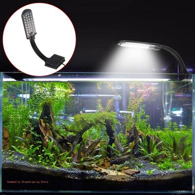 LED Aquarium Clamp Light Clip On Fish for Tank Lamp White & Blue Lighting 32 Bea