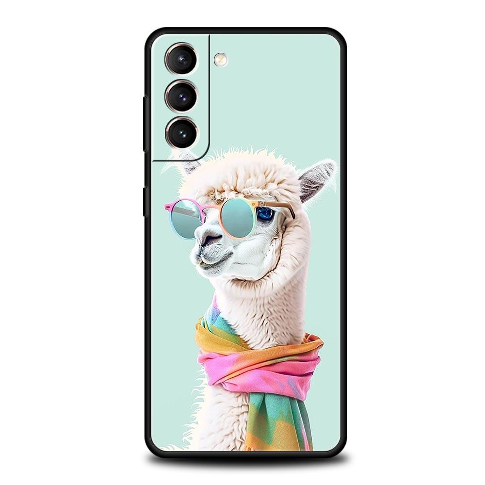 Kawaii Alpaca Lovely Phone Case For Samsung Galaxy S24 S23 S22 S20 Ultra S21 FE 5G S10 S9 Plus S10E S8 Soft Silicone Cover