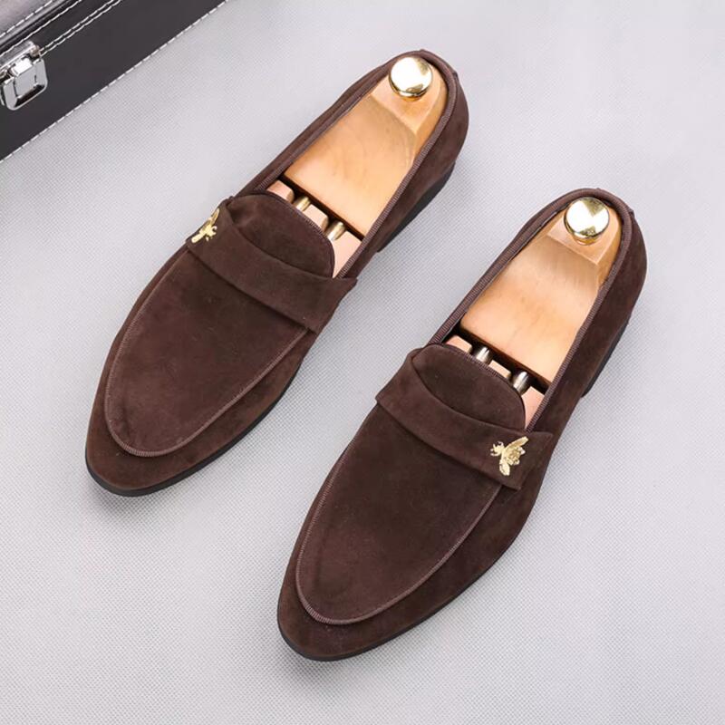 

Fashion Men Wedding Shoes High quality designer breathable men s shoes Loafers Embroidered bean shoes Plus size 45 dress shoes A9 45 коричневый