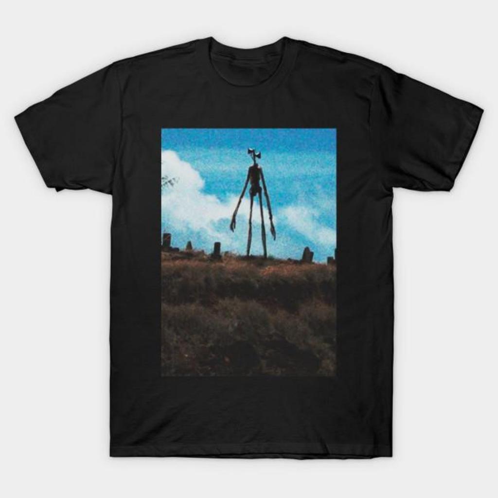 Men Black Print T-shirt Siren Head No-Cut Transfer Paper Print Cotton Tshirt