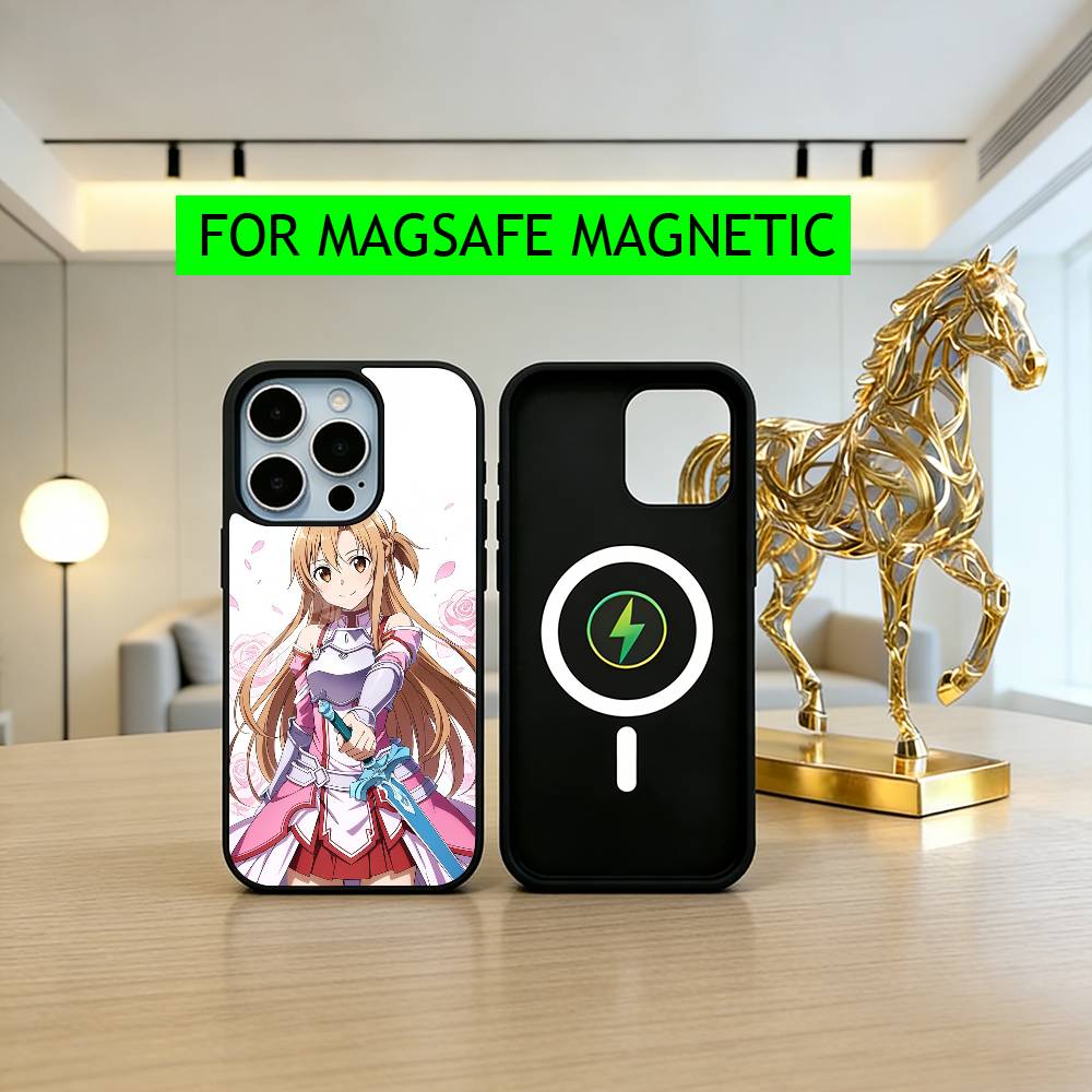 Sword Art Online A-Asuna Y-Yuuki-es Phone Case For iPhone17,16,15,14,13,12,11 Plus,Pro Magnetic For Magsafe Wireless Charging