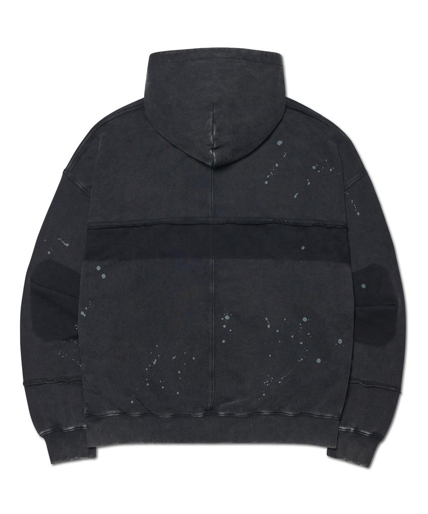 Nomanual Detached Patch Hooded Zip-Up - Washed Black