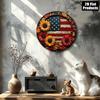 American Flag Sunflower Round Metal Wall Art 8x8 Inch Patriotic Aluminum Sign For Home Kitchen Bar Office Decor