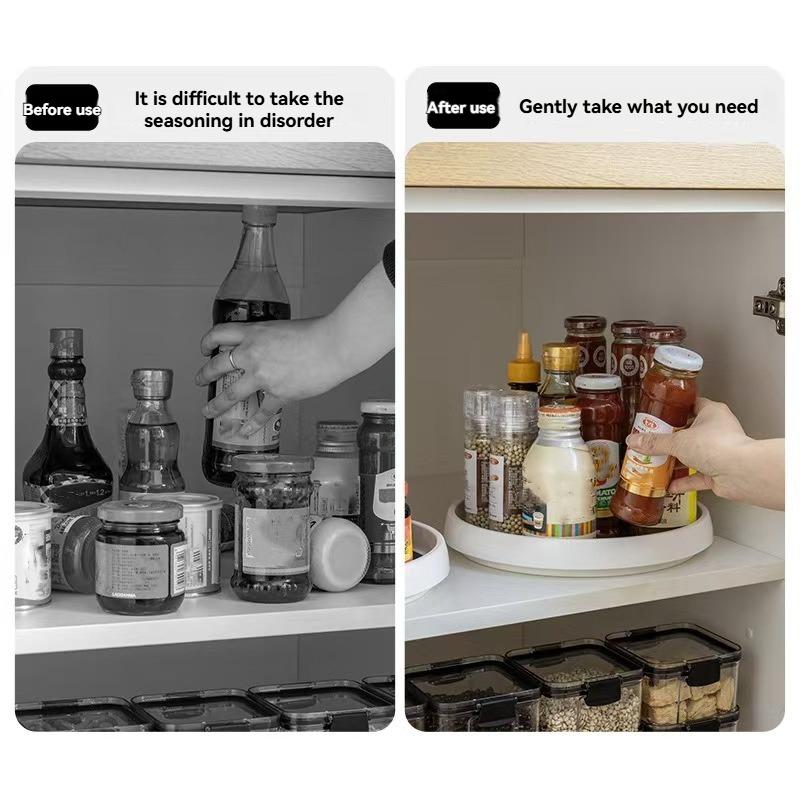 2pcs/Stainless Steel Seasoning Storage Rack Kitchen Round Storage Tray Household Multi-Functional Condiment Rack