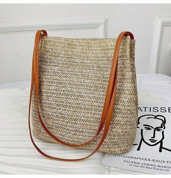 Women Bohemia Straw Bag Woven Round Rattan Handbag Crossbody Summer Beach Bags