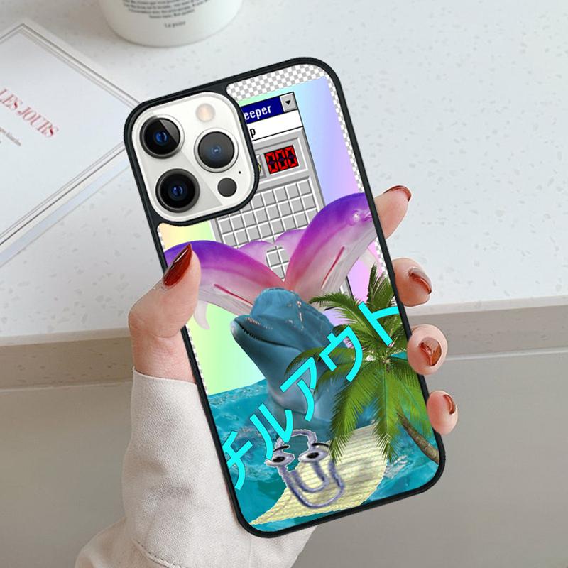 Vaporwave Dolphin Phone Case For iPhone 17 Air 11 12 13 14 15 16 Pro Max Cover For iPhone 17 Air Max Plus Coque Shell