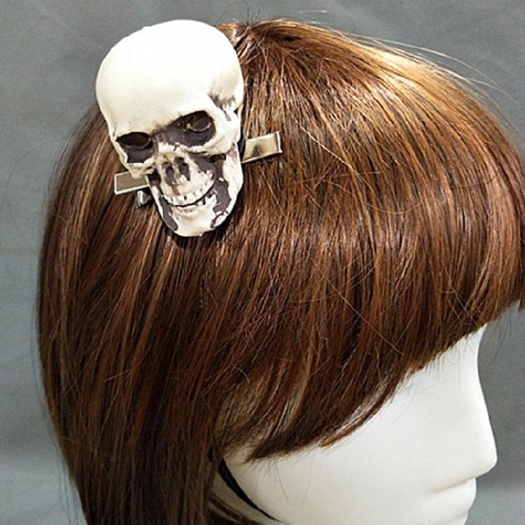 Skull Hair Clip Halloween Party Headwear Novelty Rose Side Clip Cool Hair Decor
