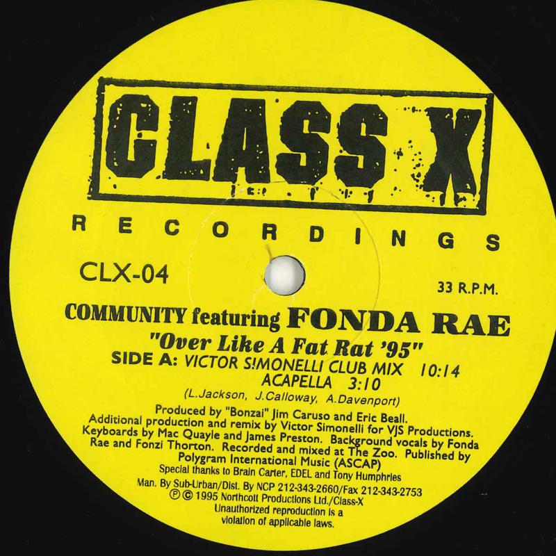 12inch Record COMMUNITY - Over Like A Fat Rat '95 CLX04 CLASS X 1995 Unknown Dance & Electronica Used